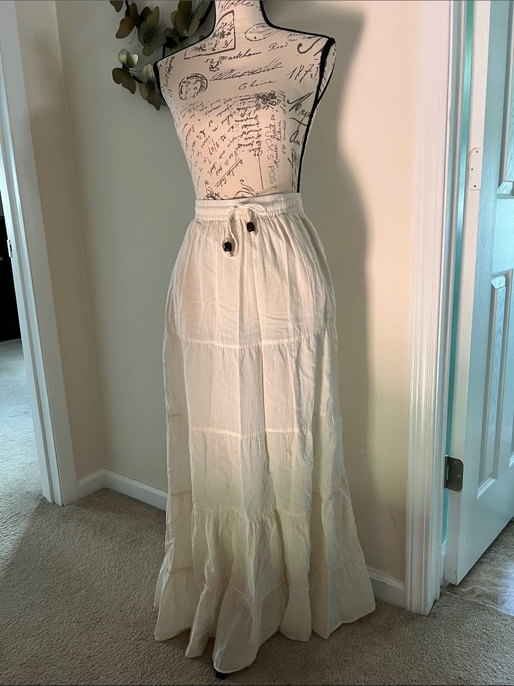 Lotus and Luna Shipwrecked Cream Maxi Skirt with Drawstring Waist - worn once!